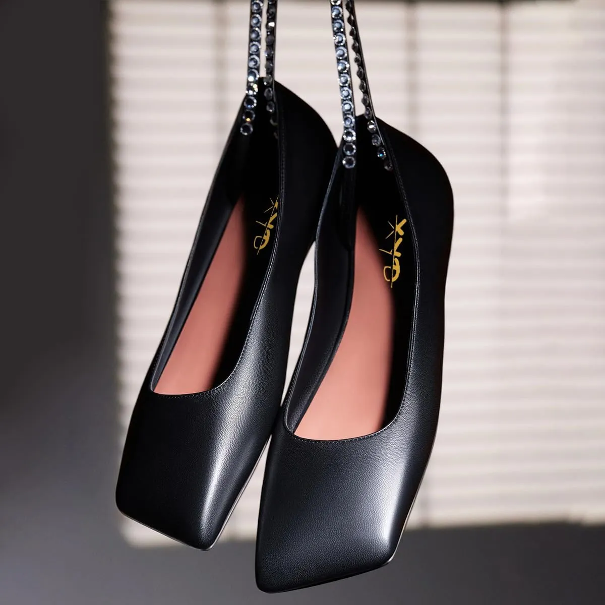 XYD Women Crystal Lace Up Flats Fashion Square Closed Toe Ankle Strappy Ballet Party Dating Shoes