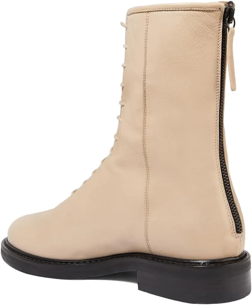 XYD Women Girls Combat Boots Lug Sole Stacked Chunky Heel Front Lace Up Back Zipper Flat Ankle Booties Fashion Walking Daily Shoes