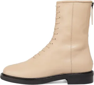 XYD Women Girls Combat Boots Lug Sole Stacked Chunky Heel Front Lace Up Back Zipper Flat Ankle Booties Fashion Walking Daily Shoes