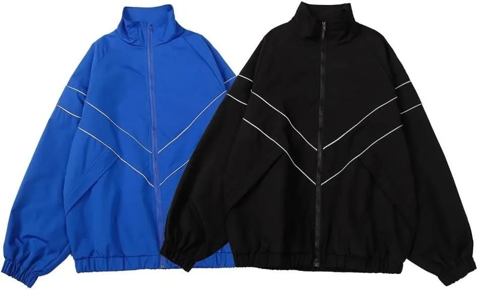 Y2k Full Zip Up Hoodie Jackets Streetwear Oversized Jackets for Men Mens Bomber Jacket