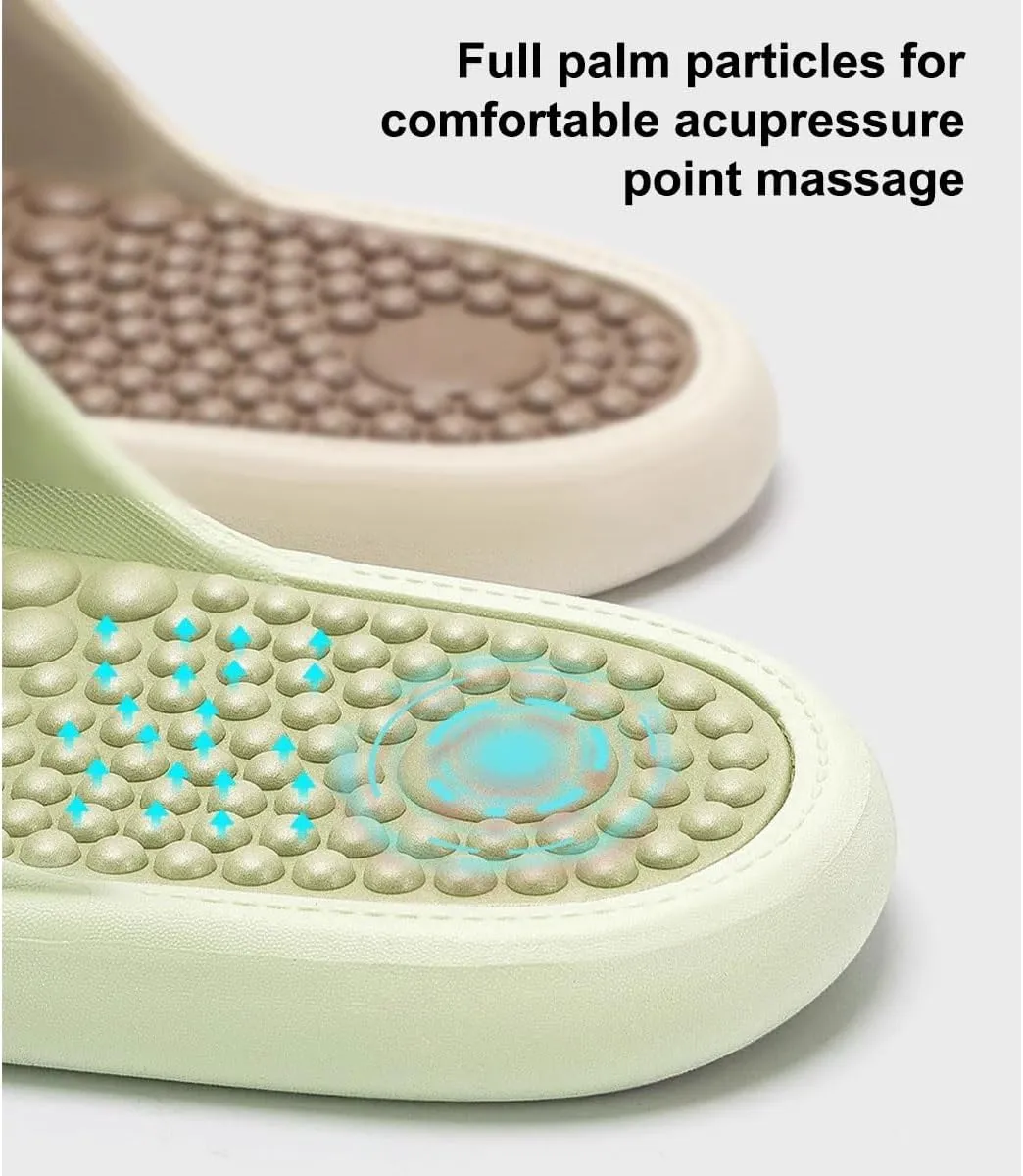 YCKEGEW Mens Womens Massaging Slipper, Bathroom Shower Shoes,Foot Massager for Plantar Fasciitis Acupressure Slippers House Slipper(White Pink,40-41 EU)