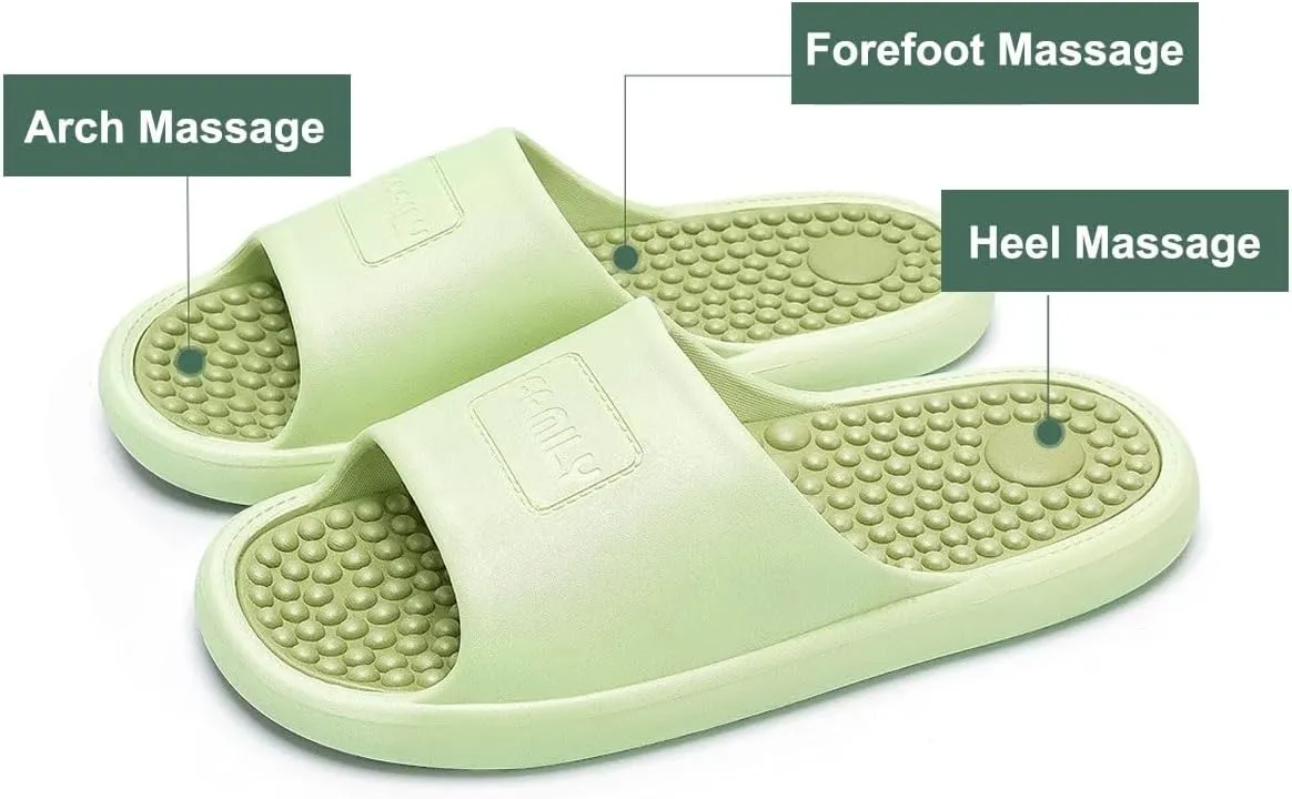 YCKEGEW Mens Womens Massaging Slipper, Bathroom Shower Shoes,Foot Massager for Plantar Fasciitis Acupressure Slippers House Slipper(White Pink,40-41 EU)