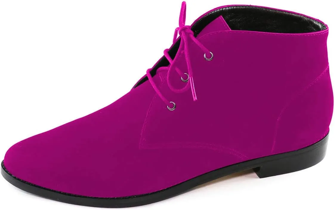 YDN Womens Trendy Low Heel Pointy Toe Lace Up Chukka Ankle Boots Flats Fall Winter Booties Casual Formal Dress Shoe Size 4-15 US