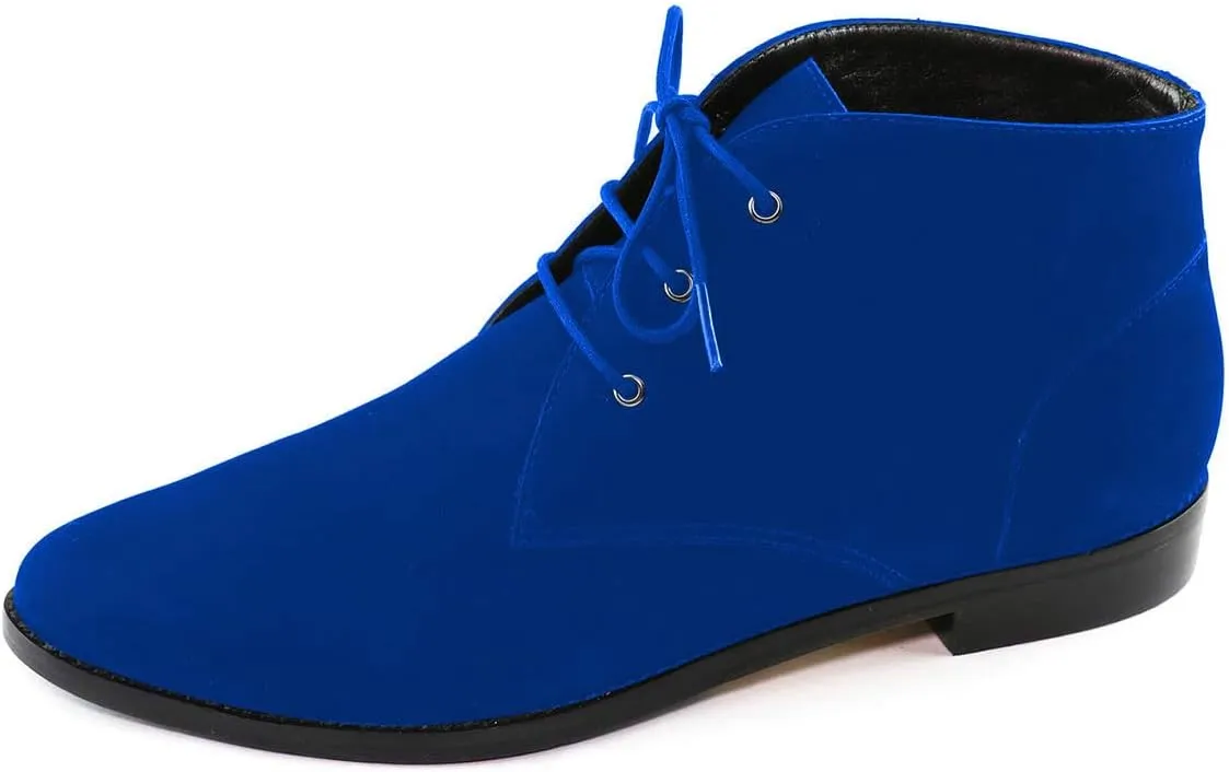YDN Womens Trendy Low Heel Pointy Toe Lace Up Chukka Ankle Boots Flats Fall Winter Booties Casual Formal Dress Shoe Size 4-15 US