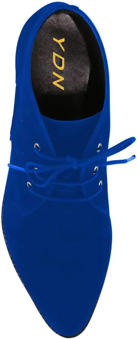YDN Womens Trendy Low Heel Pointy Toe Lace Up Chukka Ankle Boots Flats Fall Winter Booties Casual Formal Dress Shoe Size 4-15 US