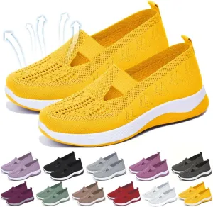 Yilia Orthopedic Shoes for Women, Women Wide Width Breathable Walking Comfortable Slip on Sneakers, Non Slip Food Service Lightweight Sneaker, Nurse Shoes Arch Support Sneakers