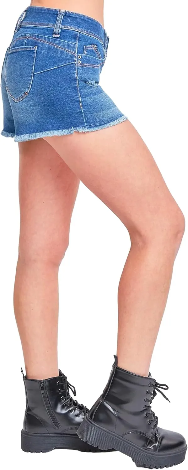 YMI Jeans Women's Wannabettabutt Low Rise Frayed Shorts