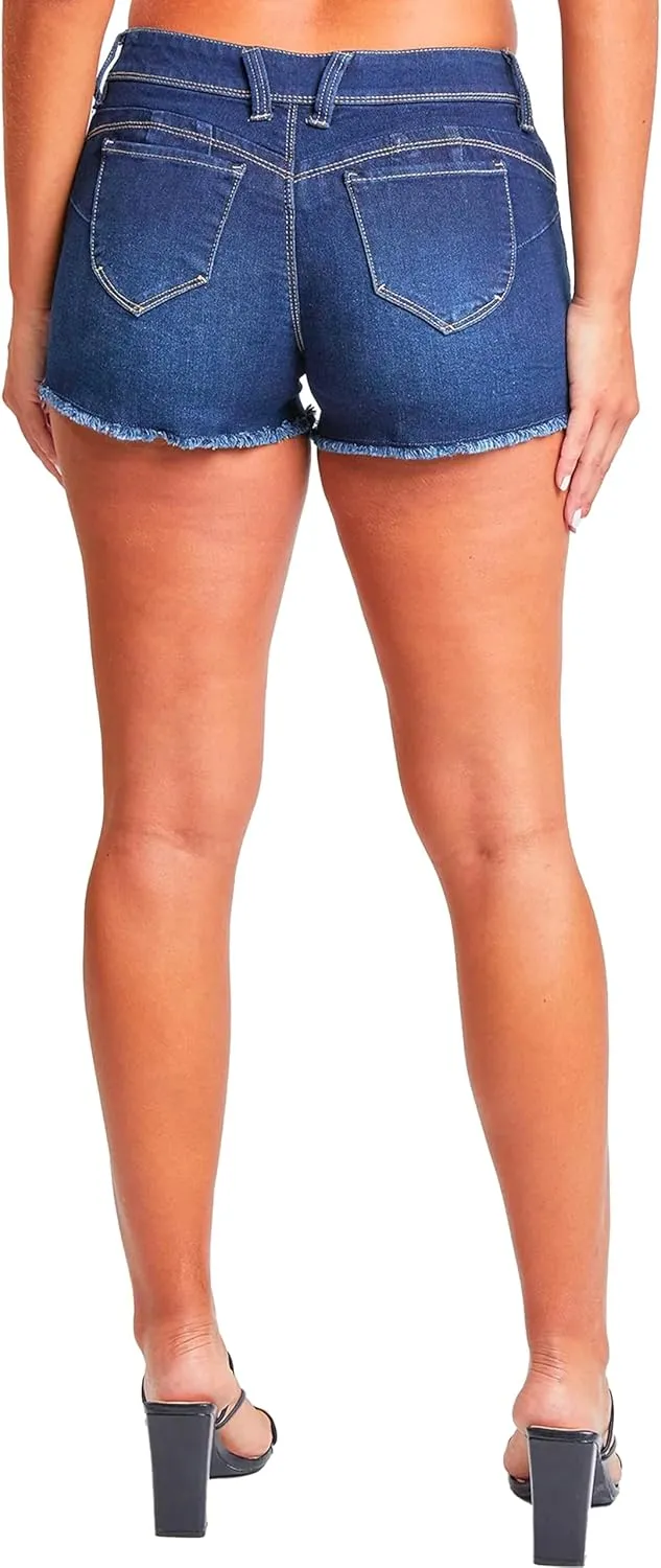 YMI Jeans Women's Wannabettabutt Low Rise Frayed Shorts