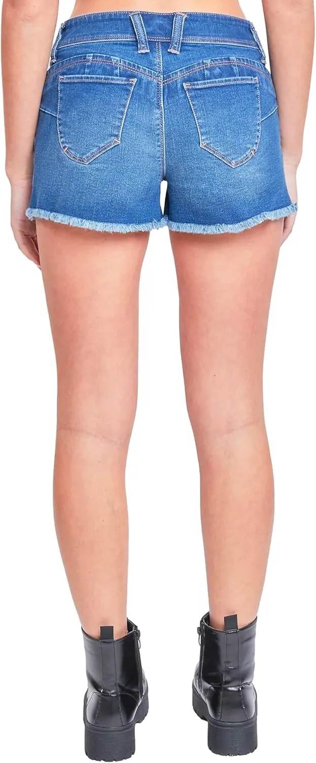 YMI Jeans Women's Wannabettabutt Low Rise Frayed Shorts