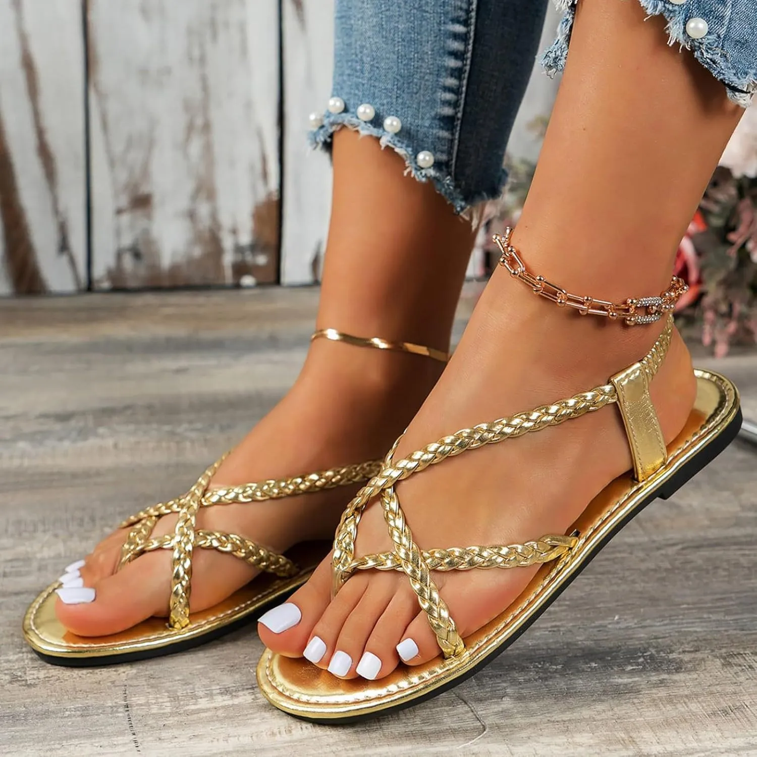 Yoga Mat Comfortable Flat Sandal for Women Casual Summer Comfortable Walking Shoes Party Sandals for Women