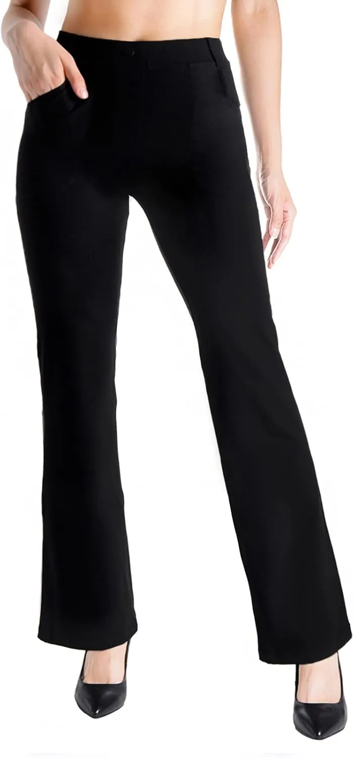 Yogipace,Belt Loops,Women's Petite/Regular/Tall Flare Yoga Dress Pants
