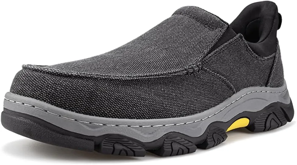 YONGJIA Mens Hands Free Slip in Loafers Walking Slip on Canvas Casual Comfortable Breathable Shoes