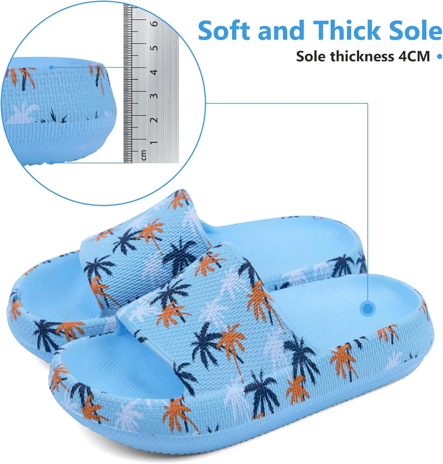 Youecci Cloud Slides for Kids丨Shower Slippers Bathroom Pool Sandals丨Boys Girls Comfy Thick Sole Slippers丨Summer Non-Slip Beach Shoes