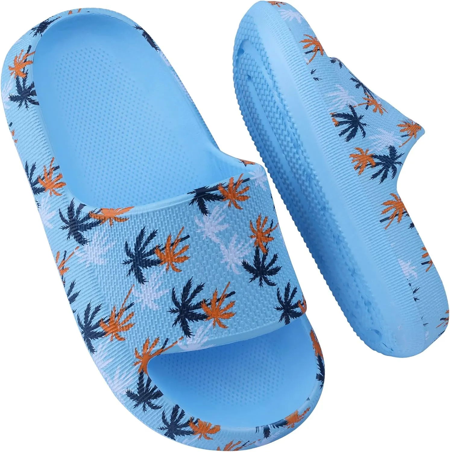 Youecci Cloud Slides for Kids丨Shower Slippers Bathroom Pool Sandals丨Boys Girls Comfy Thick Sole Slippers丨Summer Non-Slip Beach Shoes