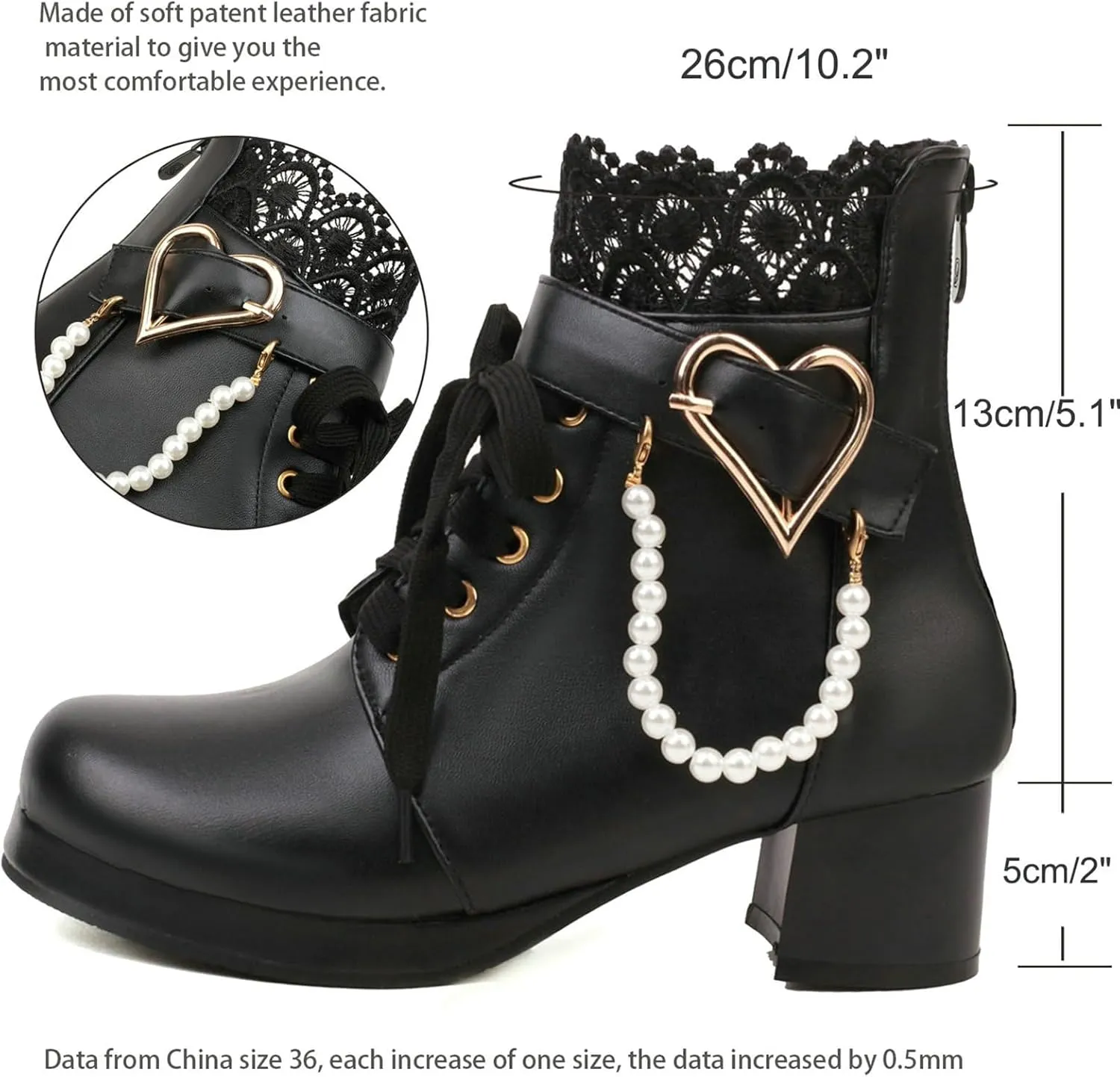 ZKXYFFS Women's Mary Janes Shoes Platform Chunky Heel Ankle Boots Gothic Cosplay Booties Strappy Bow Lace Party Dress Pumps Shoes