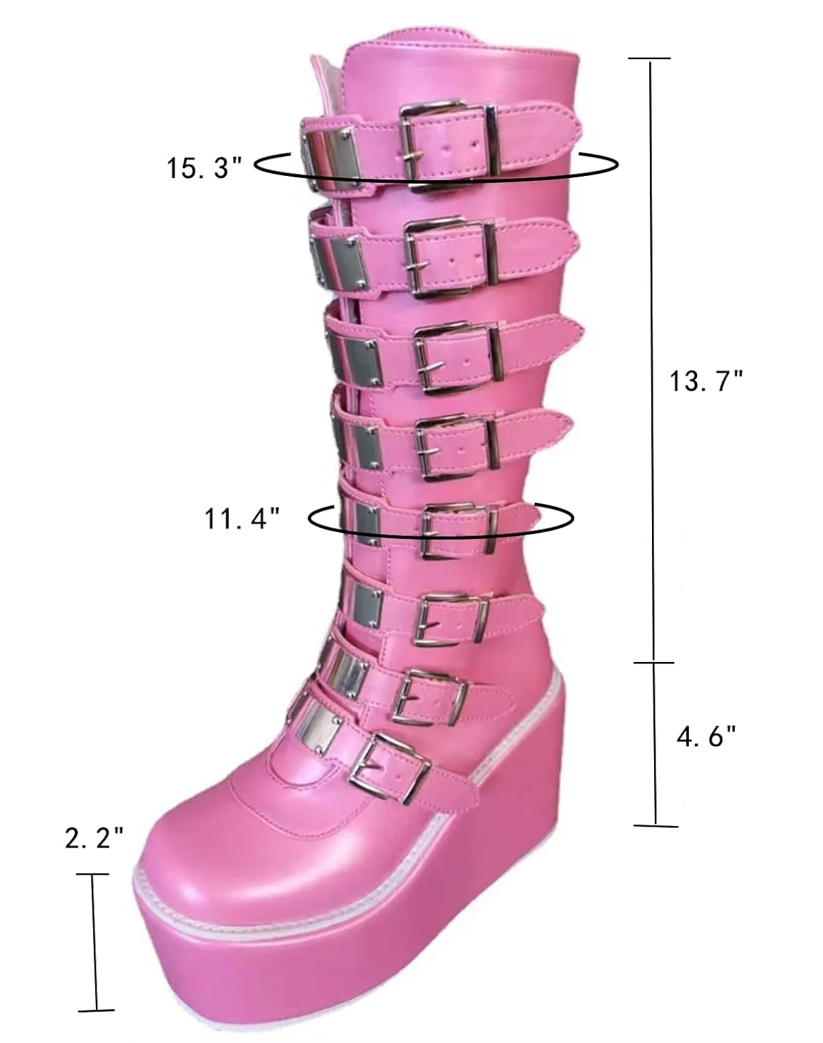 ZKXYFFS Women's Punk Goth Platform Boots Buckle Straps Back Zipper Gothic Boots Ladies Rivets Metal Decoration Long Boots Knee High Tall Boots Motorcycle Combat Boots
